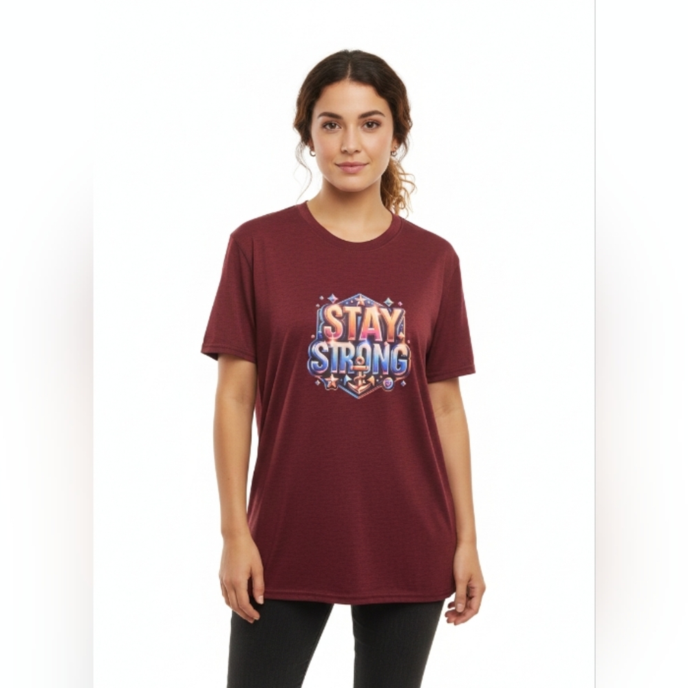 Essentials Maroon 'Stay Strong' Women's Tee